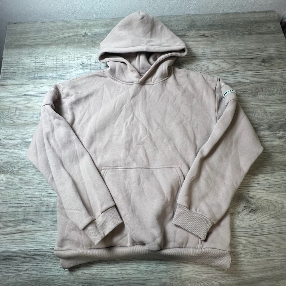 Comfrt Hoodie Mens Large Mauve Oversized Fleece Utility Sleeve Pocket Streetwear